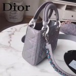 DIOR-0019-6 早春專櫃同步LADY灰色原版羊皮小號手提單肩包戴妃包