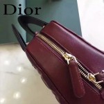 DIOR-0017-3 秋冬專櫃櫥窗款Lilybag棗紅拼黑色原版皮全拉鏈手提單肩包