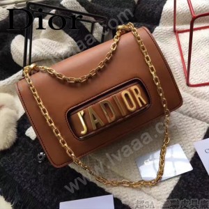 DIOR-008-3 個性百搭限量版J’ADIOR字母金屬土黃色原版牛皮單肩斜挎包
