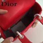 DIOR-0020-2 最新設計LADY四格紅色原版羊皮配三個徽章手提單肩包戴妃包