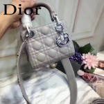DIOR-0013-3 早春專櫃最新款灰色原版小羊皮小號單肩斜挎包戴妃包
