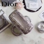 DIOR-0012-3 高級定制Cannage三格藤格紋銀色原版瓷磚效果鹿皮手提單肩包