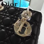 DIOR-0020-4 最新設計LADY四格黑色原版羊皮配三個徽章手提單肩包戴妃包
