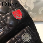 DIOR-0010-2 個性可愛風徽章裝飾黑色原版羊皮小號雙肩包書包