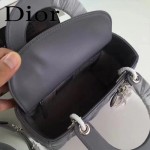 DIOR-0020 最新設計LADY四格灰色原版羊皮配三個徽章手提單肩包戴妃包