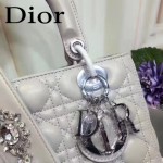 DIOR-0014-3 早春專櫃新款lady灰色原版小羊皮手提單肩包戴妃包