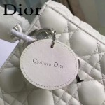DIOR-0020-7 最新設計LADY四格白色原版羊皮配三個徽章手提單肩包戴妃包