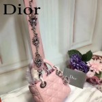 DIOR-0013-4 早春專櫃最新款粉色原版小羊皮小號單肩斜挎包戴妃包