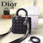 DIOR-0014-5 早春專櫃新款lady藍色原版小羊皮手提單肩包戴妃包