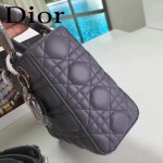 DIOR-0020 最新設計LADY四格灰色原版羊皮配三個徽章手提單肩包戴妃包