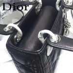 DIOR-0019-3 早春專櫃同步LADY黑色原版羊皮小號手提單肩包戴妃包