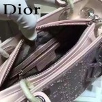 DIOR M44500-2 名媛必備單品五格粉色原版布料燙鑽手提單肩包戴妃包