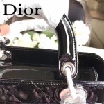 DIOR-0021 個性經典新款四格Lucky Badges黑色原版漆皮手提單肩包