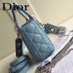 DIOR-0019-2 早春專櫃同步LADY藍色原版羊皮小號手提單肩包戴妃包