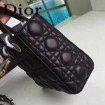 DIOR-0020-5 最新設計LADY四格黑色原版羊皮配三個徽章手提單肩包戴妃包