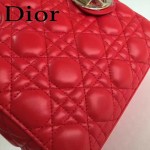 DIOR-0020-2 最新設計LADY四格紅色原版羊皮配三個徽章手提單肩包戴妃包