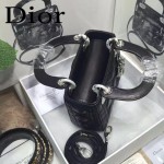 DIOR-0019-3 早春專櫃同步LADY黑色原版羊皮小號手提單肩包戴妃包
