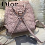 DIOR-0011 趣味百搭新款徽章裝飾粉色原版羊皮大號雙肩包書包