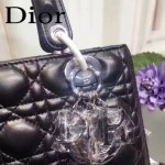DIOR-0014 早春專櫃新款lady黑色原版小羊皮手提單肩包戴妃包