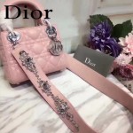 DIOR-0013-4 早春專櫃最新款粉色原版小羊皮小號單肩斜挎包戴妃包
