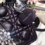 DIOR-0013 早春專櫃最新款黑色原版小羊皮小號單肩斜挎包戴妃包