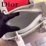 DIOR-0018 專櫃限量版LADY手工鑲鑽白色原版皮手提單肩包戴妃包