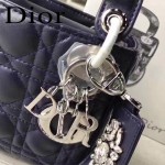 DIOR-0013-5 早春專櫃最新款藍色原版小羊皮小號單肩斜挎包戴妃包