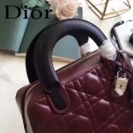 DIOR-0017-3 秋冬專櫃櫥窗款Lilybag棗紅拼黑色原版皮全拉鏈手提單肩包