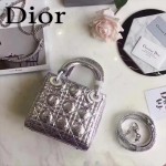 DIOR-0012-3 高級定制Cannage三格藤格紋銀色原版瓷磚效果鹿皮手提單肩包