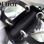 DIOR M44501-2 高級定制款黑色原版布料燙鑽迷你手提單肩包戴妃包