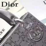 DIOR M44500 名媛必備單品五格灰色原版布料燙鑽手提單肩包戴妃包