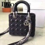 DIOR-0014-5 早春專櫃新款lady藍色原版小羊皮手提單肩包戴妃包