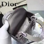 DIOR M44501 高級定制款銀灰色原版布料燙鑽迷你手提單肩包戴妃包