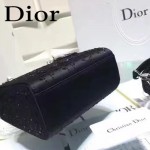 DIOR M44501-3 高級定制款黑色原版布料燙鑽迷你手提單肩包戴妃包