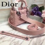 DIOR-0013-4 早春專櫃最新款粉色原版小羊皮小號單肩斜挎包戴妃包