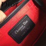 DIOR-0020-5 最新設計LADY四格黑色原版羊皮配三個徽章手提單肩包戴妃包