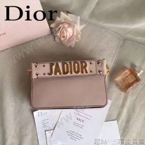 DIOR-009-4 歐美流行新款JADIOR字母金屬粉色原版牛皮手拎包手拿包