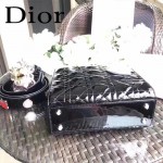 DIOR-0021 個性經典新款四格Lucky Badges黑色原版漆皮手提單肩包
