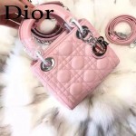 DIOR-0019-9 早春專櫃同步LADY粉紅色原版羊皮小號手提單肩包戴妃包