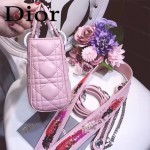 DIOR-0019-12 早春專櫃同步LADY粉色原版羊皮小號手提單肩包戴妃包