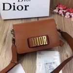 DIOR-0016 專櫃海報款復古字母五金土黃色原版牛皮單肩斜挎包