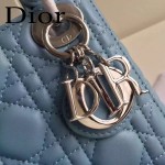 DIOR-0019-2 早春專櫃同步LADY藍色原版羊皮小號手提單肩包戴妃包