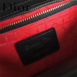 DIOR-0020-4 最新設計LADY四格黑色原版羊皮配三個徽章手提單肩包戴妃包