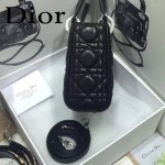 DIOR-0019-3 早春專櫃同步LADY黑色原版羊皮小號手提單肩包戴妃包