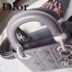 DIOR-0019-6 早春專櫃同步LADY灰色原版羊皮小號手提單肩包戴妃包