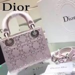 DIOR M44501-4 高級定制款粉色原版布料燙鑽迷你手提單肩包戴妃包