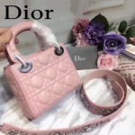 DIOR-0013-4 早春專櫃最新款粉色原版小羊皮小號單肩斜挎包戴妃包