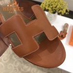 HERMES鞋子-008-3 愛馬仕經典款原版牛皮H型鞋面中跟拖鞋一字拖