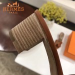 HERMES鞋子-008-3 愛馬仕經典款原版牛皮H型鞋面中跟拖鞋一字拖