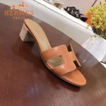HERMES鞋子-008-3 愛馬仕經典款原版牛皮H型鞋面中跟拖鞋一字拖